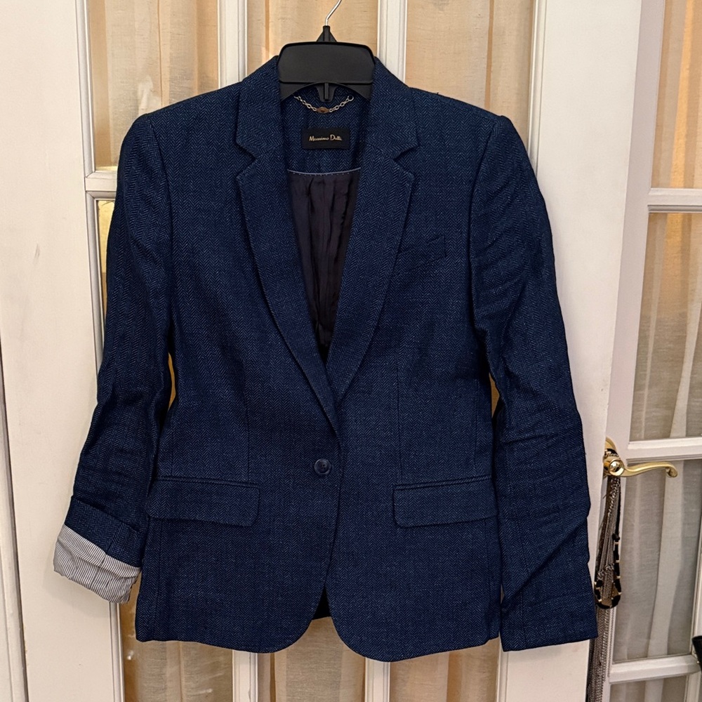 Massimo Dutti Navy Linen Blazer - 38 (Size 6)